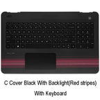 For HP Pavilion 15-AU 15-AW 15-AL Laptop Palmrest Upper Case Cover with Touchpad Backlight Keyboard Black (Red stripes)
