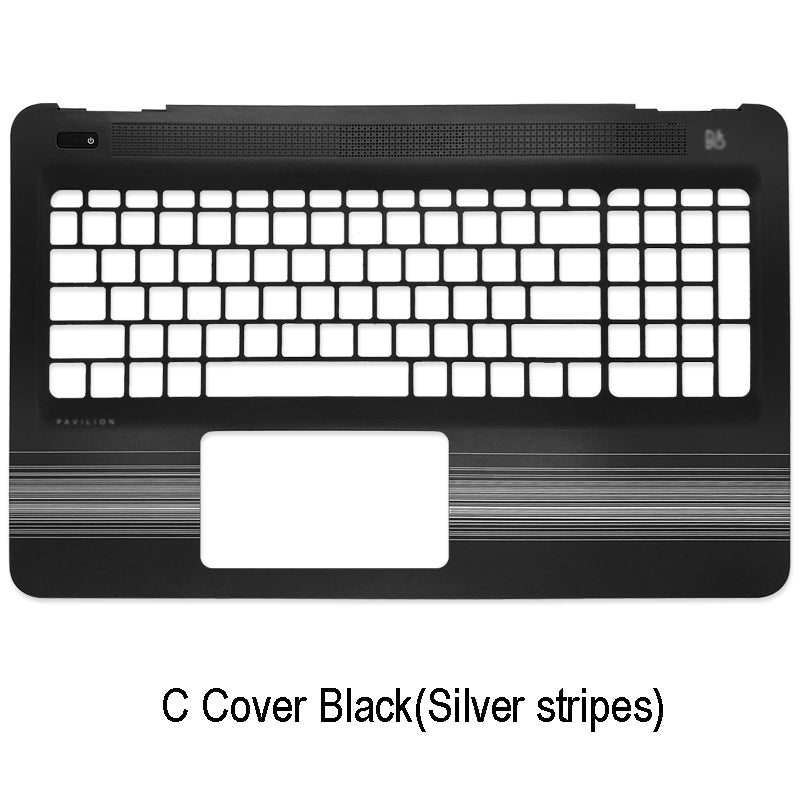 For HP Pavilion 15-AU 15-AW 15-AL Laptop Palmrest Upper Case Cover Black (Silver stripes)