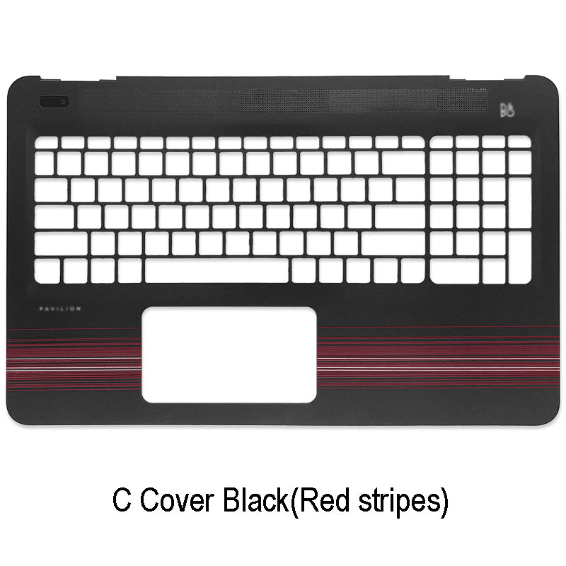 For HP Pavilion 15-AU 15-AW 15-AL Laptop Palmrest Upper Case Cover Black (Red stripes)