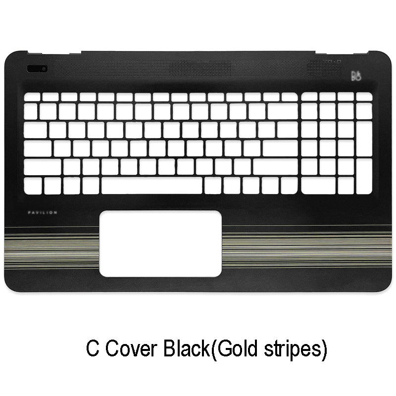 For HP Pavilion 15-AU 15-AW 15-AL Laptop Palmrest Upper Case Cover Black (Gold stripes)