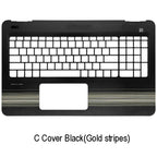 For HP Pavilion 15-AU 15-AW 15-AL Laptop Palmrest Upper Case Cover Black (Gold stripes)