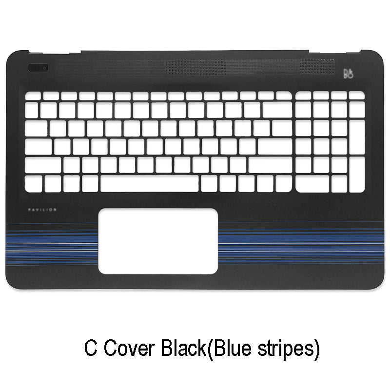 For HP Pavilion 15-AU 15-AW 15-AL Laptop Palmrest Upper Case Cover Black (Blue stripes)